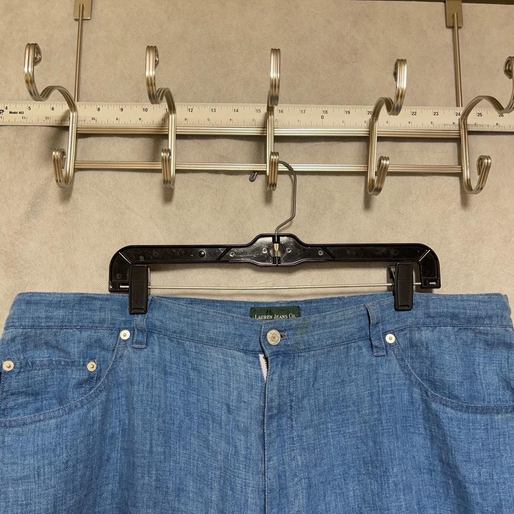 Ralph Lauren Pants Women's 22W Blue Linen Academia Casual Preppy Hybrid Vacation